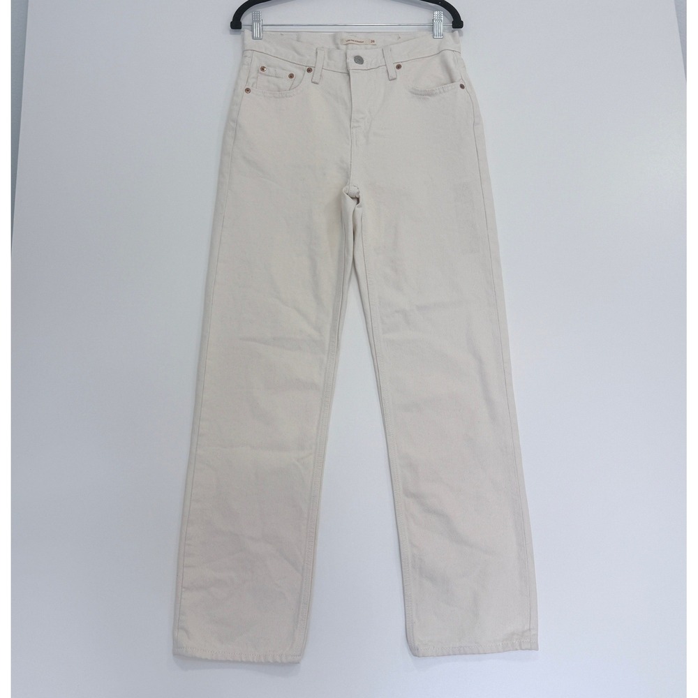 Levi's Low Pro Straight Jeans Womens 26 White Cream Mid Rise Denim